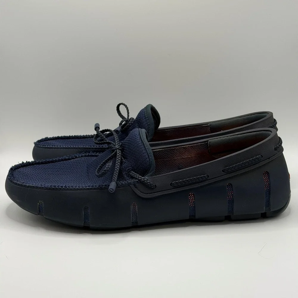 Swims Braided Lace Loafers Navy Blue Mesh Rubber Water Shoes Mens 9